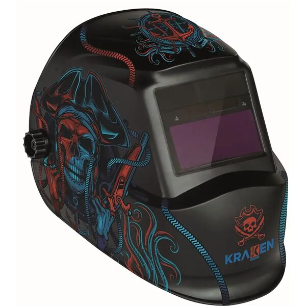 kraken maschera casco per saldatore  jollyroger lcd display 90 x34mm classe ottica 1/1/1/2