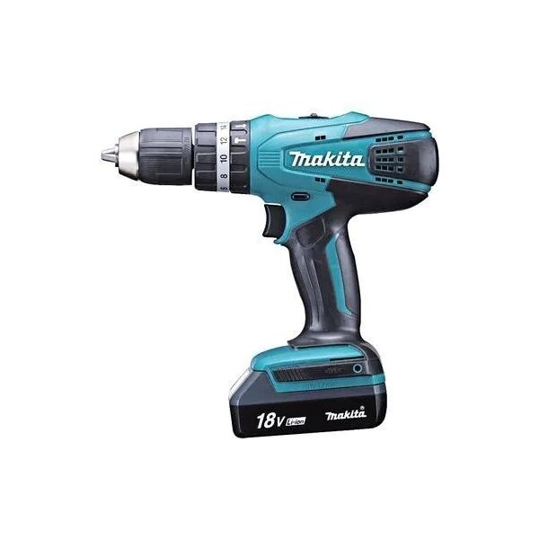 makita trapano battente 18 v  hp457dwex4 2 batterie litio 1,5 ah peso 1,7 kg