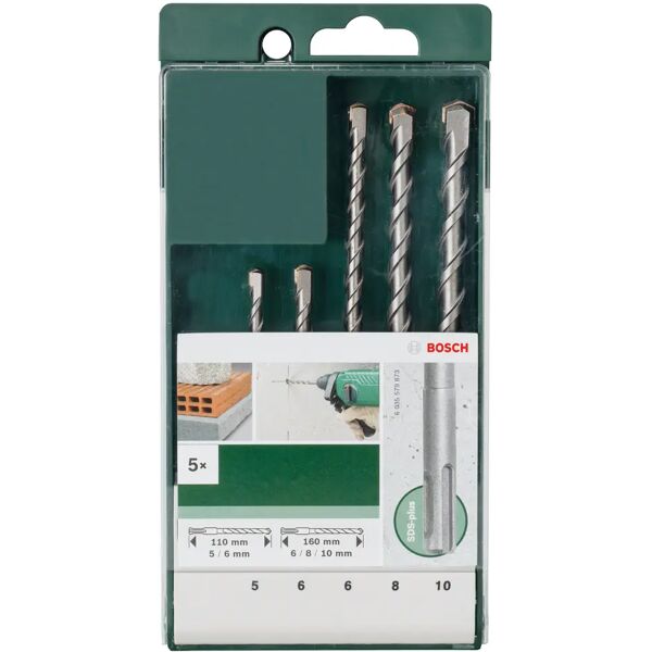 bosch 5 punte  Ø5-6-6-8-10 mm sds plus 2 taglienti per muro e calcestruzzo