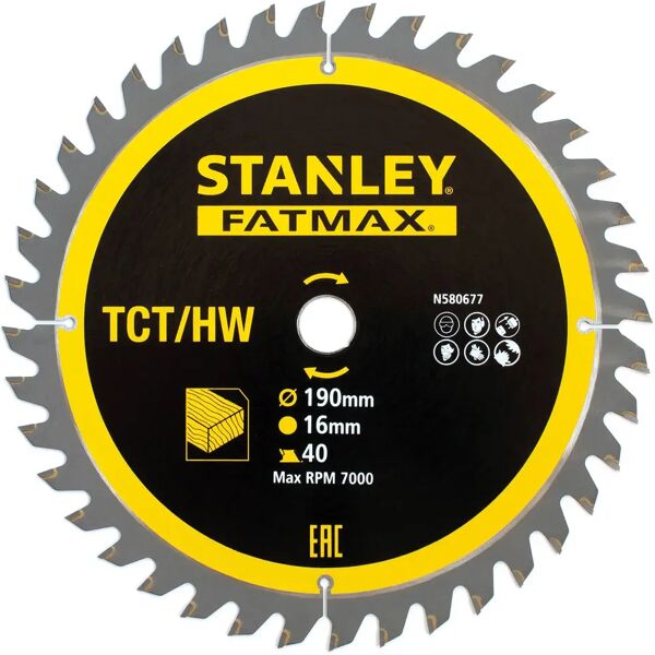 stanley lama 190 mm fat max 40 denti per troncatrice legno a batteria