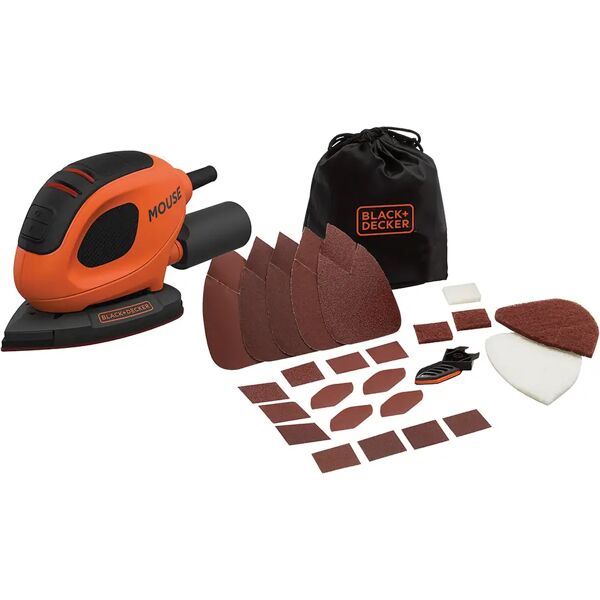 black & decker levigatrice mouse palmare b&d 55 w orbitale delta 1,5 mm 11000 giri/min con 15 accessori