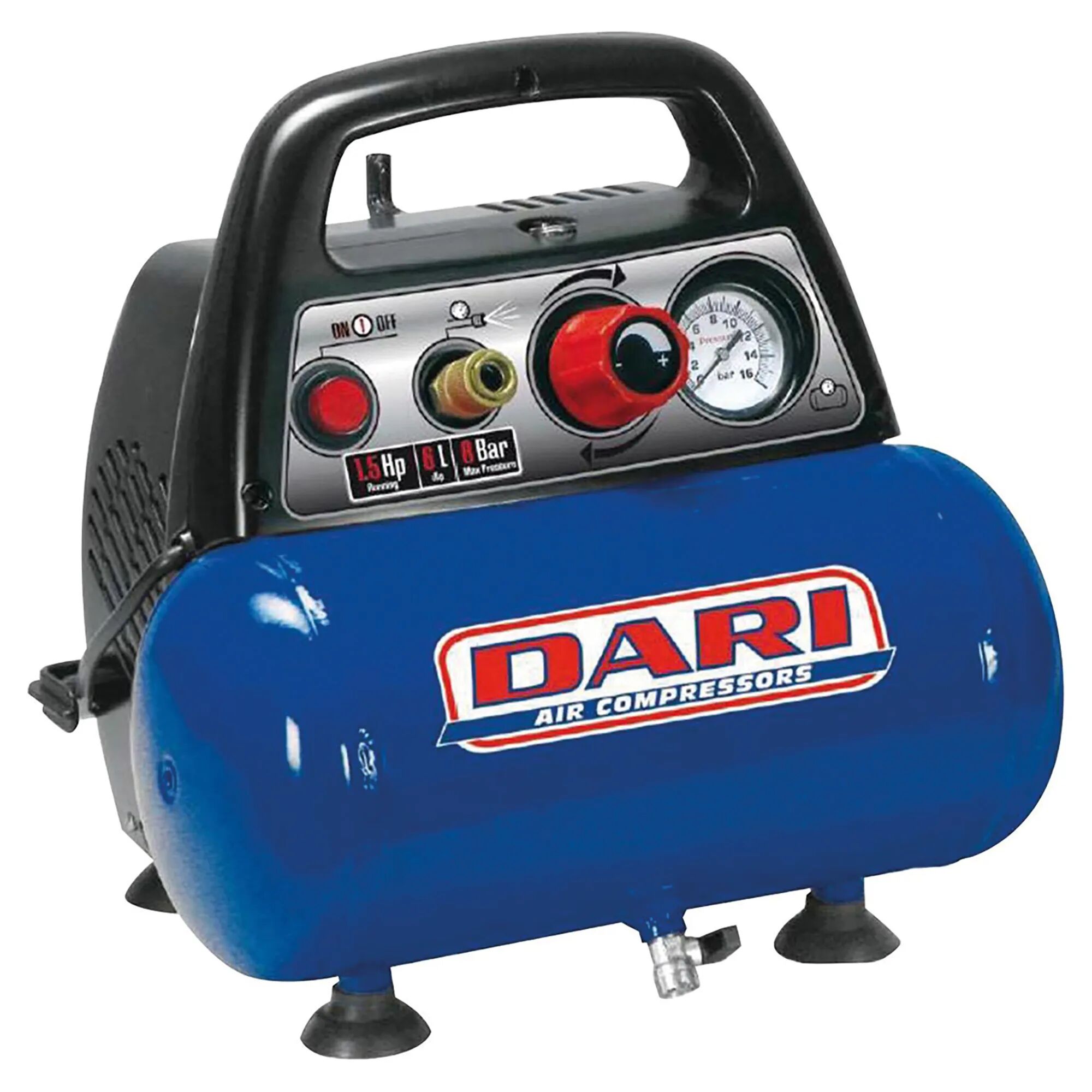 dari compressore 6 l  1,5 hp 1100 w spider6/195 pressione 8 bar aria aspirata 220 l/min