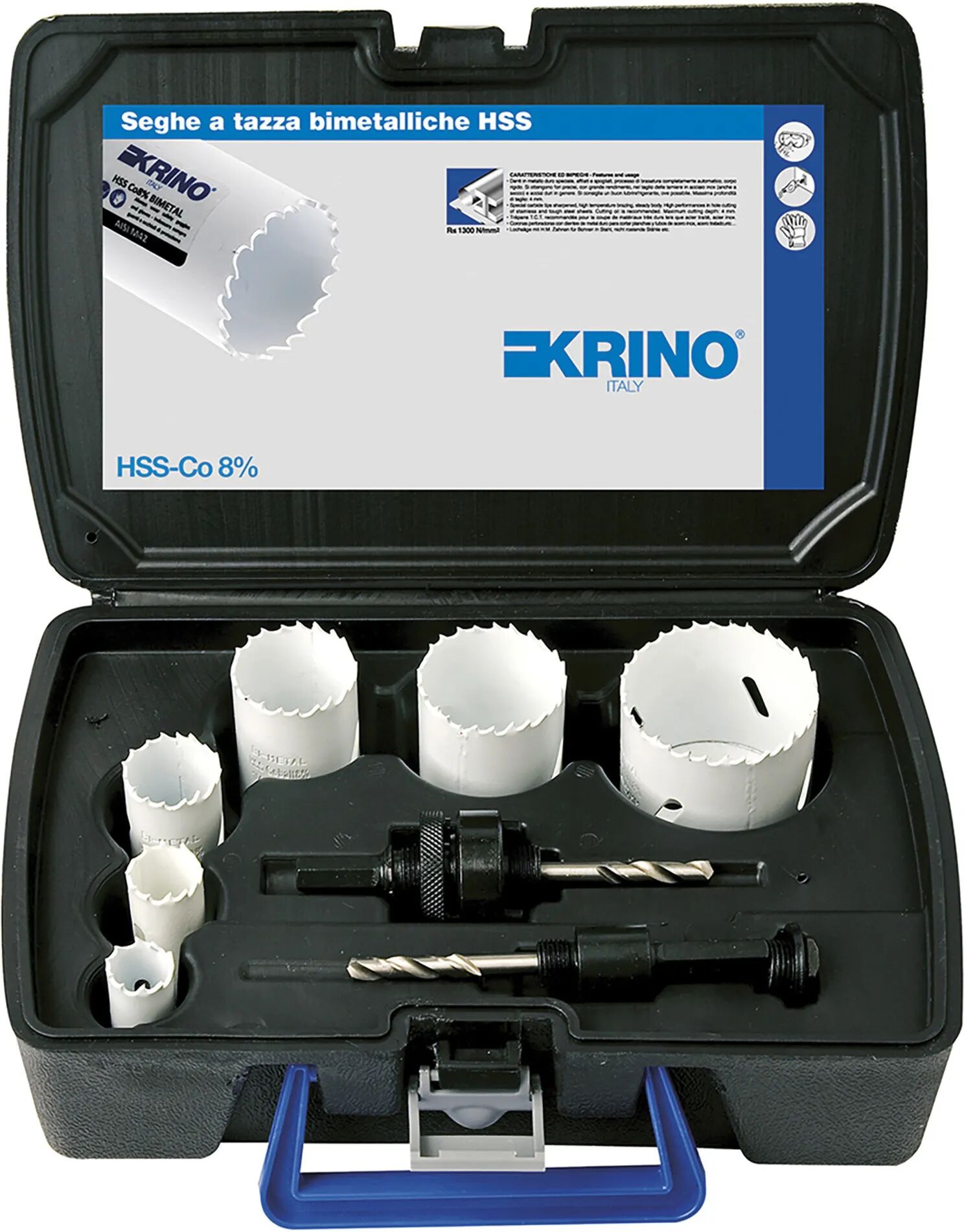 krino set 6 frese a tazza  elettricista cobalto 8% Ø 16-20-25-32-40 -51 mm per acciaio e legno