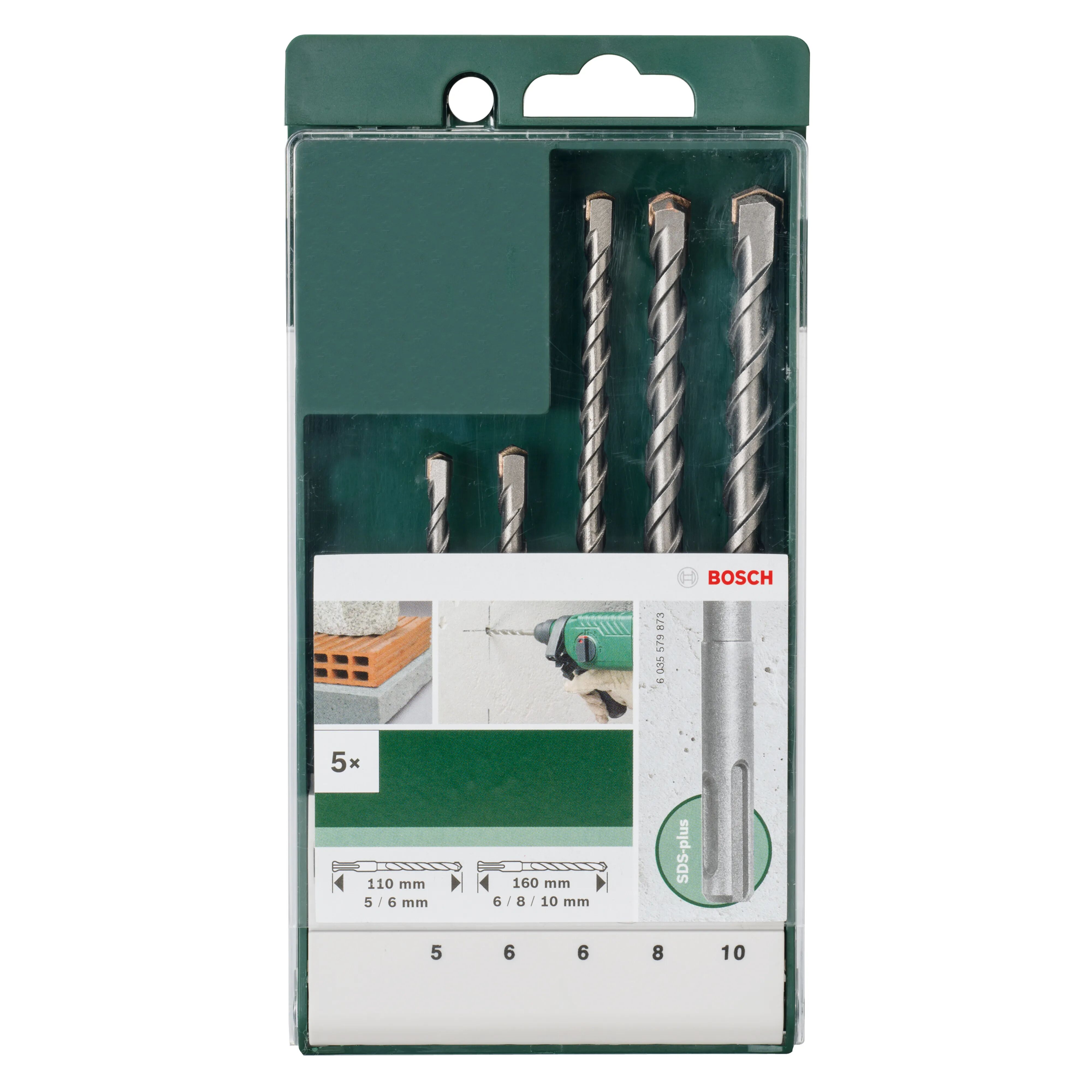 bosch 5 punte  Ø5-6-6-8-10 mm sds plus 2 taglienti per muro e calcestruzzo