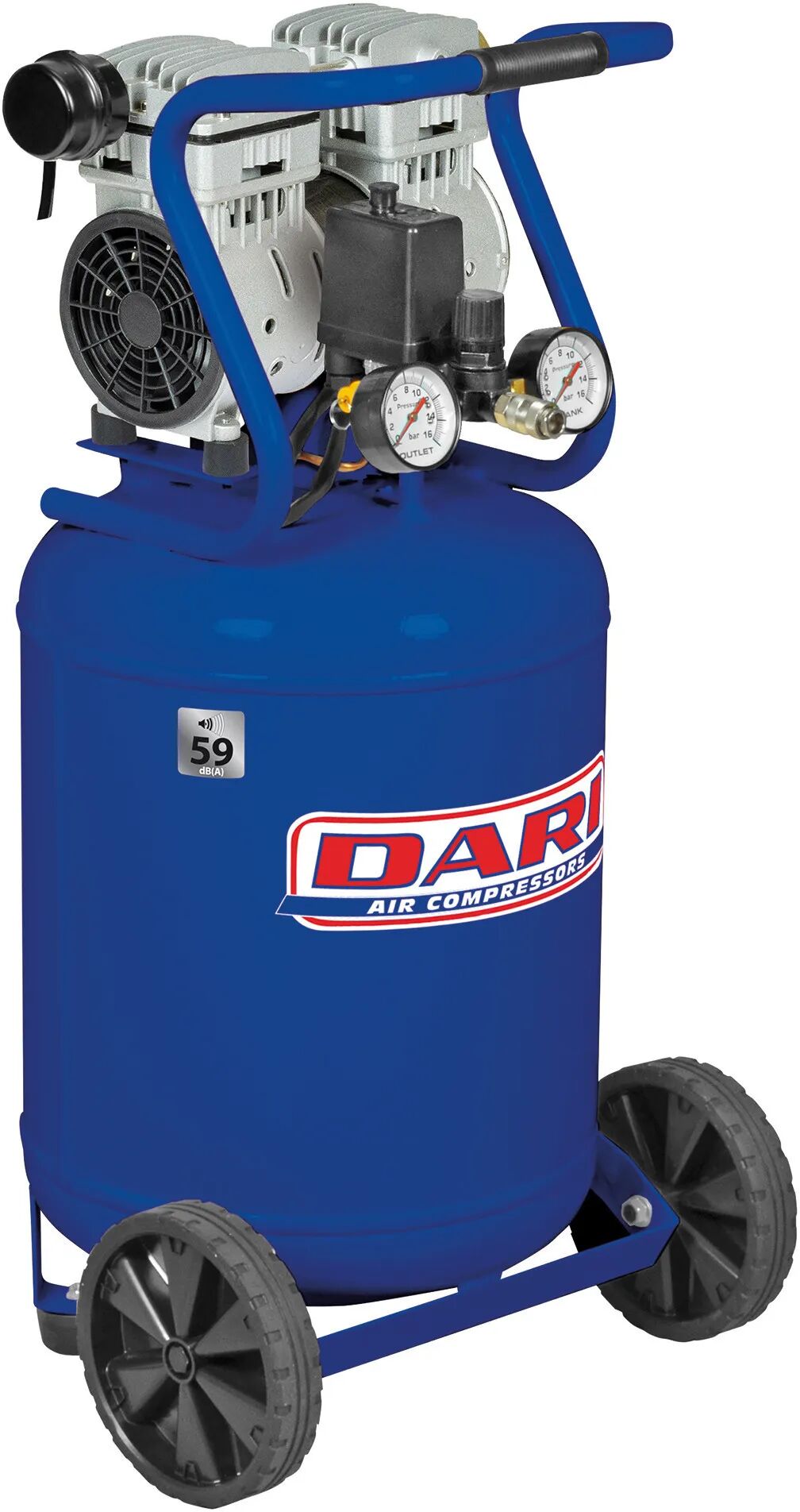 dari compressore verticale 50 l  59 db silenziato 1,3 hp 8 bar aria aspirata 150 l/min