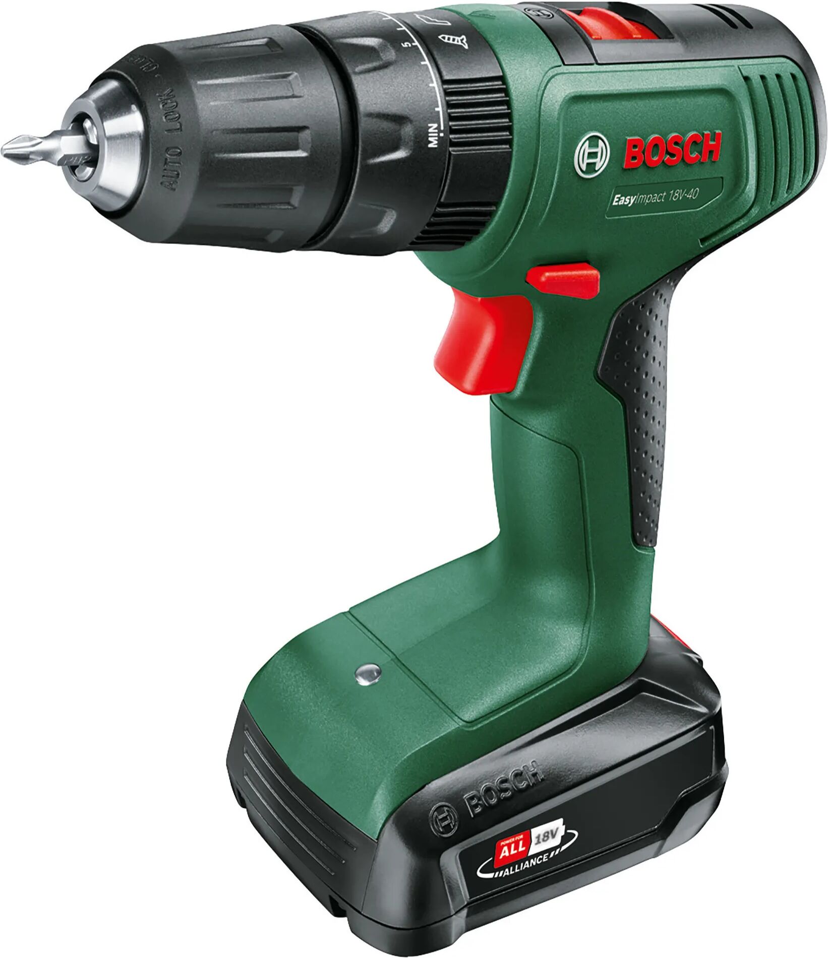 bosch trapano battente  18 v easyimpact 18v-40 2 batterie litio 2ah  coppia 40 nm peso 1,4 kg