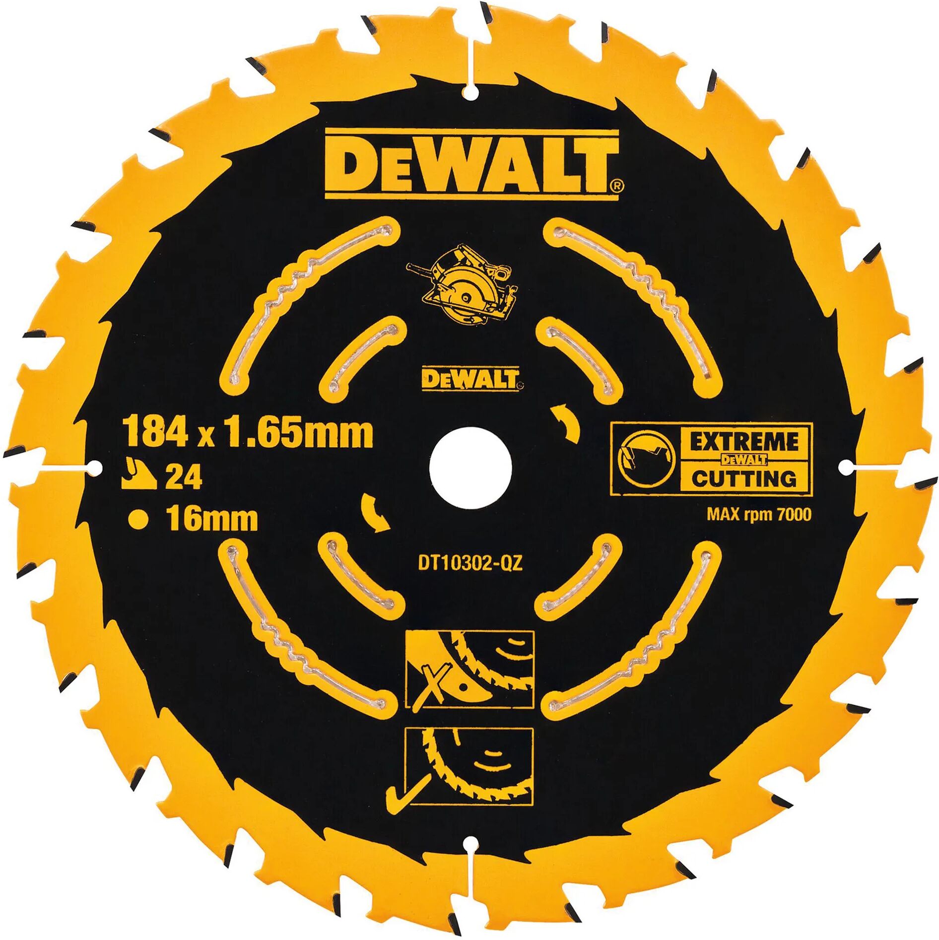 dewalt lama 184 mm  24 denti per sega circolare 184x16x1,65 mm