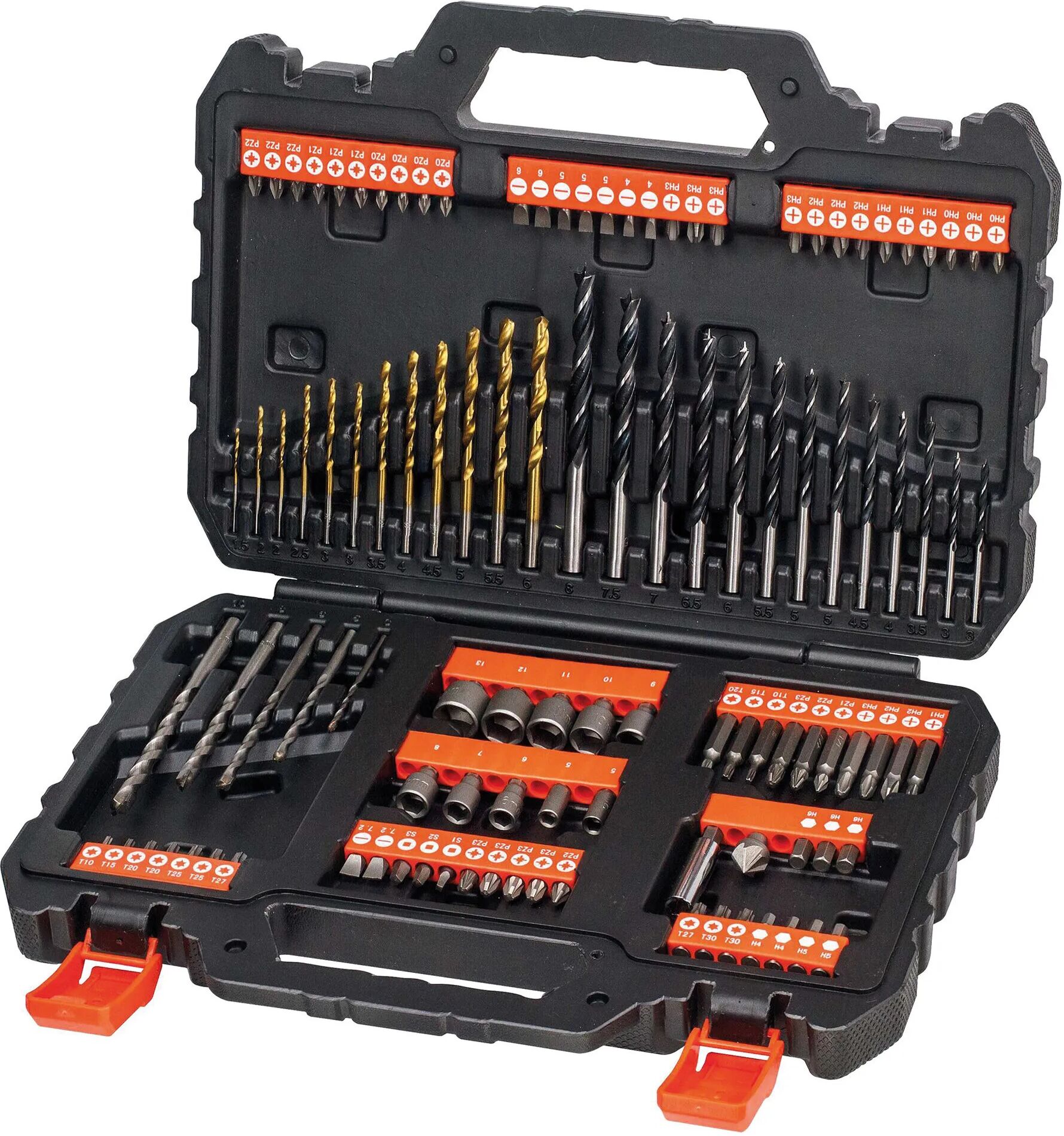 black & decker set 109 pezzi b&d a7200-xj 31 punte 67 inserti 10 chiavi e adattatore magnetico