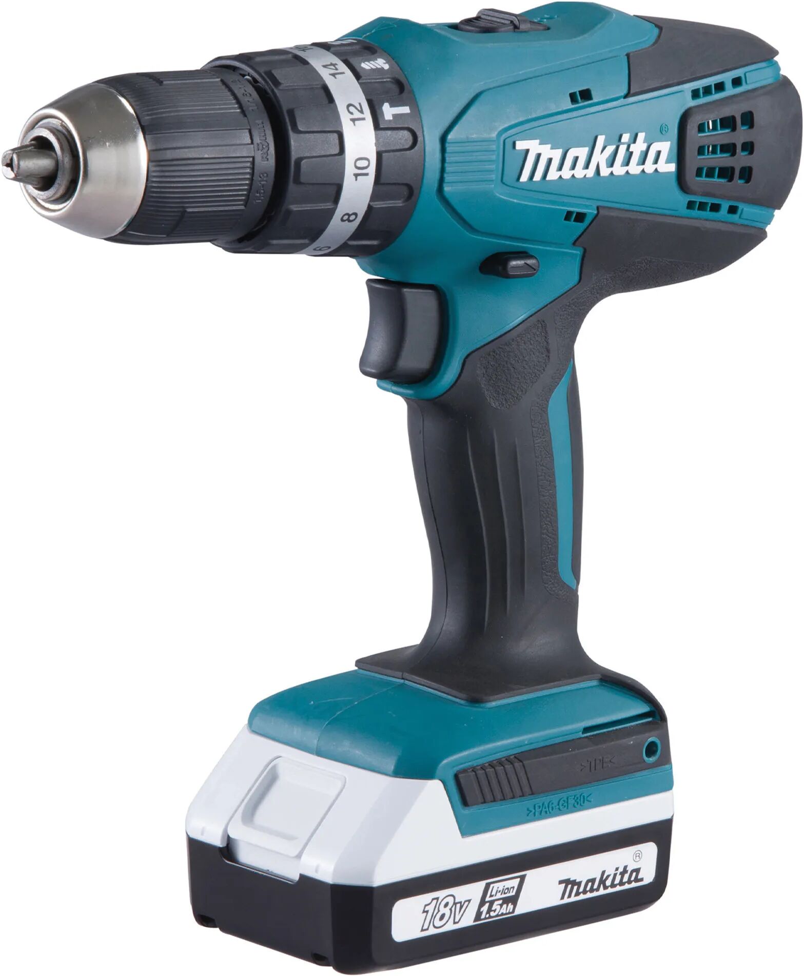 Makita TRAPANO BATTENTE  18 V HP457DWE10 2 BATTERIE 1,5 Ah CON 74 ACCESSORI E VALIGETTA