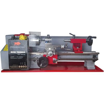 Powertek TORNIO FERRO DA BANCO 550W MANDRINO 80mm LUNGHEZZA 350 mm CAPACITA' DI TORNITURA 180 mm Powertek TORNIO FERRO DA BANCO 550W MANDRINO 80mm LUNGHEZZA 350 mm CAPACITA' DI TORNITURA 180 mm