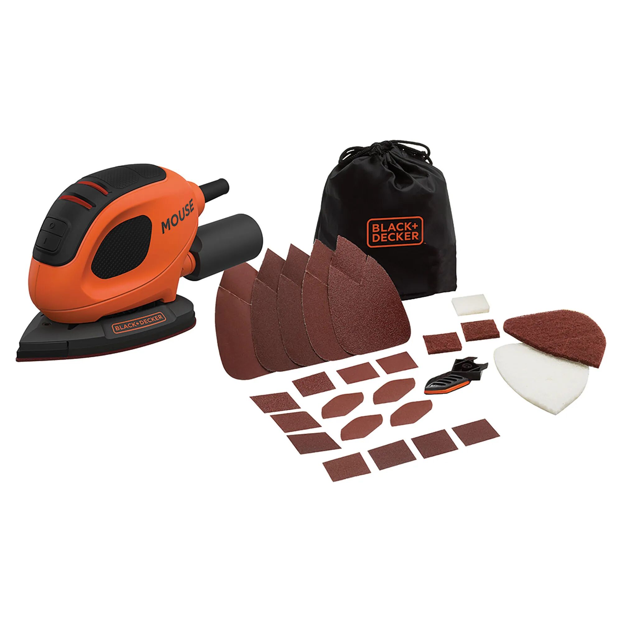 Black & Decker LEVIGATRICE MOUSE PALMARE B&D 55 W ORBITALE DELTA 1,5 mm 11000 giri/min CON 15 ACCESSORI