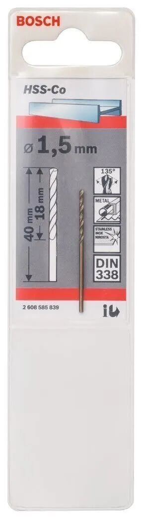 Bosch Punta 1,5 Mm  Cobalto 5% Per Metallo