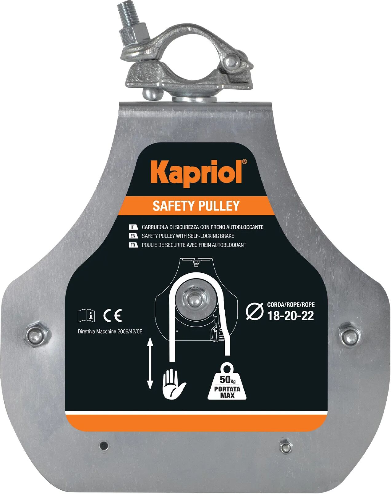 kapriol carrucola di sicurezza  safety pulley blocco automatico fune Ø 18/20/22 mm