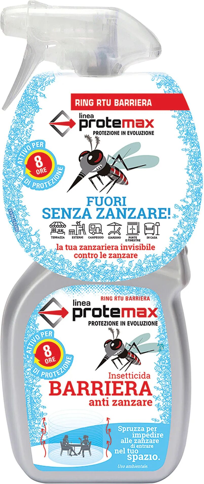 tecnomat insetticida per zanzare barriera vapo spray pronto all'uso 500 ml protezione 8 h