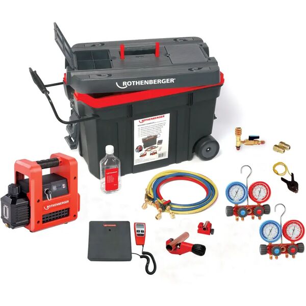 rothenberger kit per vuoto  con pompa bistadio gruppo manometrico 4 vie gas r22t/r134a/r407c