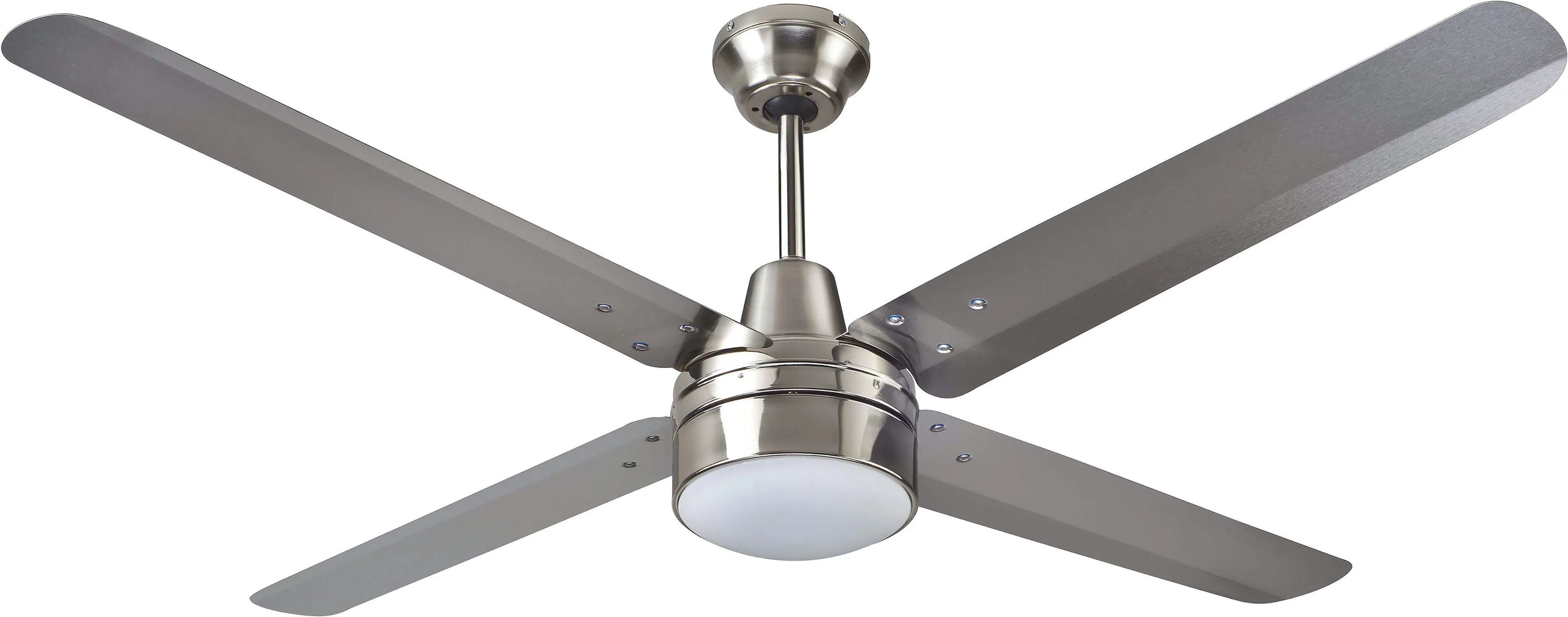 tecnomat ventilatore da soffitto 4 pale Ø 140 cm con luce e comando a muro acciaio inossidabile