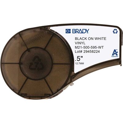 Brady NASTRO BIANCO SU NERO SPESSORE 12,7 mm LUNGHEZZA 6,5 m AD ALTE PRESTAZIONI Brady NASTRO BIANCO SU NERO SPESSORE 12,7 mm LUNGHEZZA 6,5 m AD ALTE PRESTAZIONI