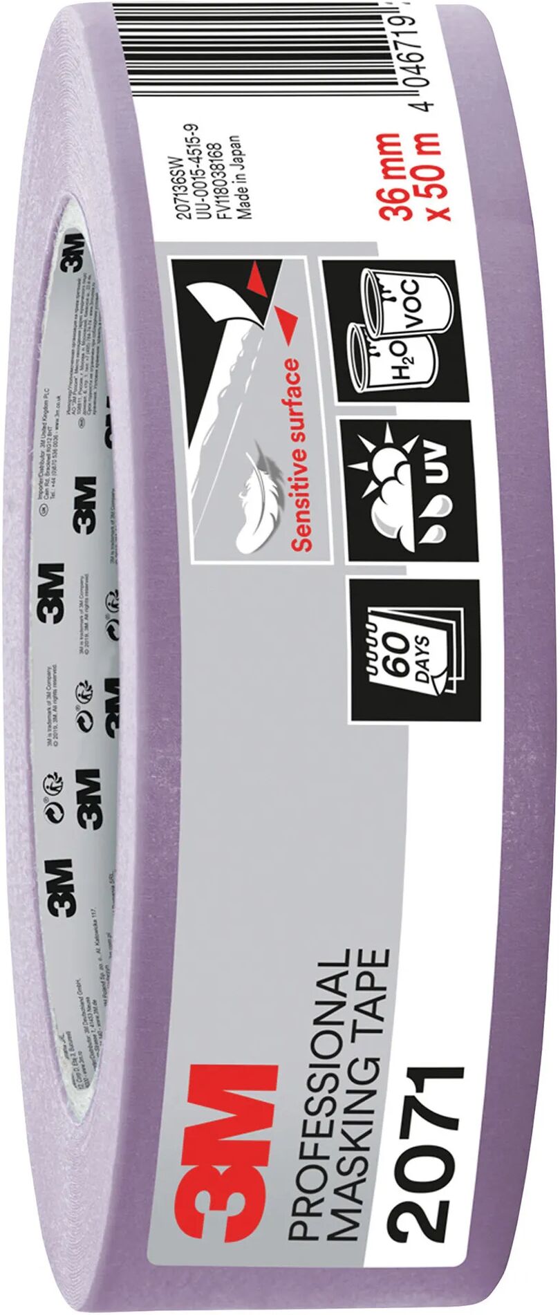 3m nastro mascheratura  2071 36mm x 50m viola carta washi per superfici delicate