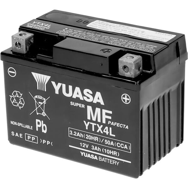 yuasa batteria moto 3 ah 12 v  ytx4l-wc 114x71x86 mm (lxpxh) peso 1,61 kg