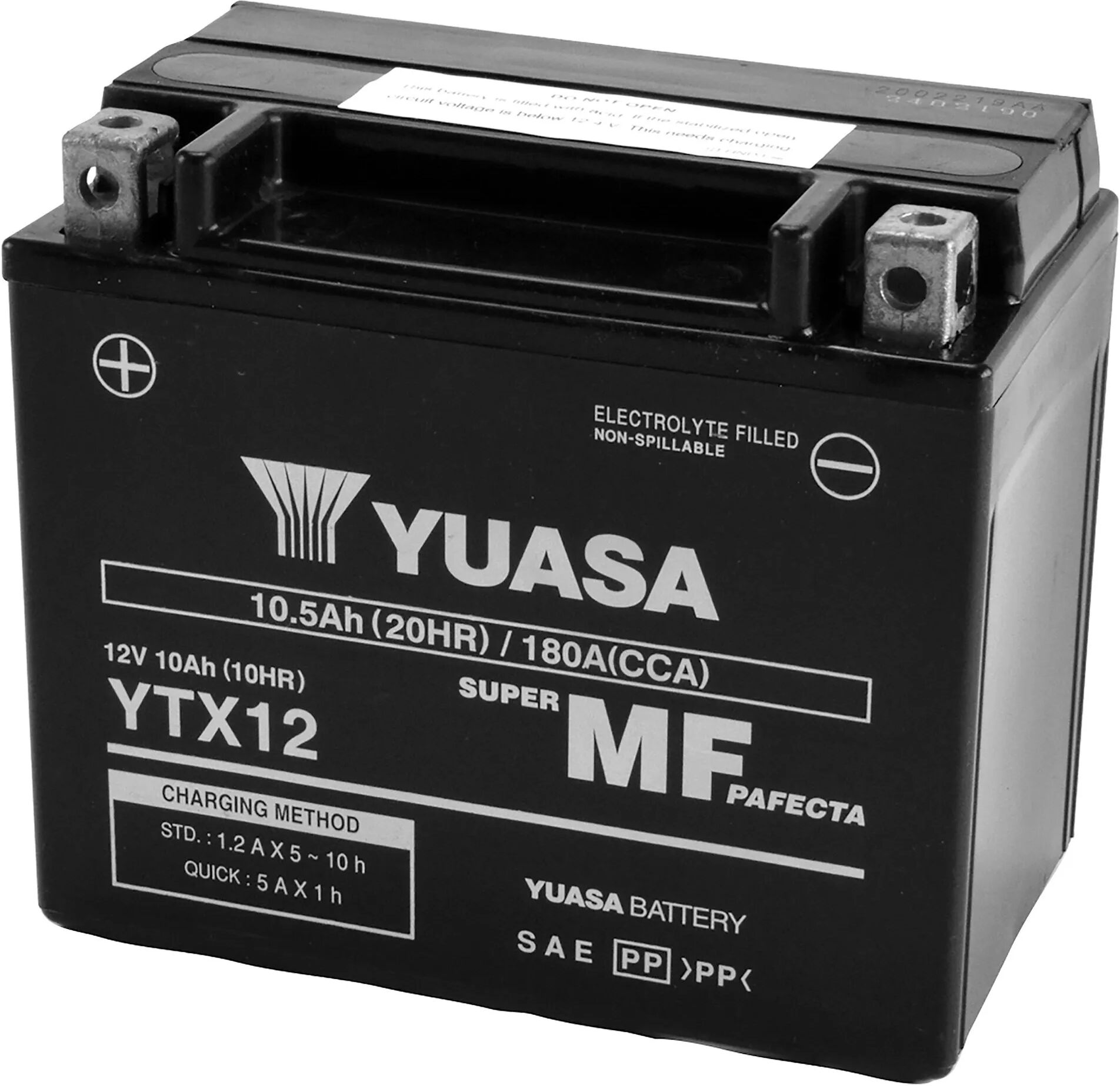 yuasa batteria moto 10 ah 12 v  ytx12-wc 152x88x131 mm (lxpxh) 4,44 kg