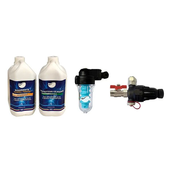 acquafiltra kit protezione caldaia defangatore dosatore + filmante 1 l + risanante 1 l