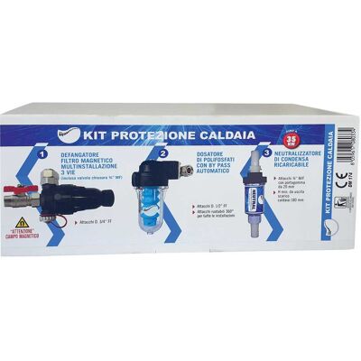 Acquafiltra KIT PROTEZIONE CALDAIA DEFANGATORE + DOSATORE POLIFOSFATI + NEUTRALIZZATORE CONDENSA Acquafiltra KIT PROTEZIONE CALDAIA DEFANGATORE + DOSATORE POLIFOSFATI + NEUTRALIZZATORE CONDENSA