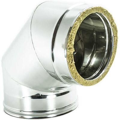 Zinco Group Curva a 90° in Acciaio Inox Doppia Parete - Connettore Tubo Zinco Group Curva a 90° in Acciaio Inox Doppia Parete - Connettore Tubo