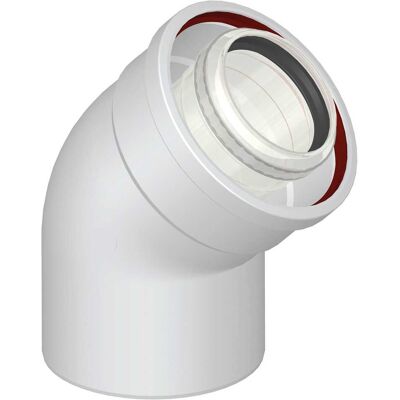 Stabile CURVA 45° COASSIALE CONDENSAZIONE MF Ø 60-100 mm PPH-METALLO Stabile CURVA 45° COASSIALE CONDENSAZIONE MF Ø 60-100 mm PPH-METALLO