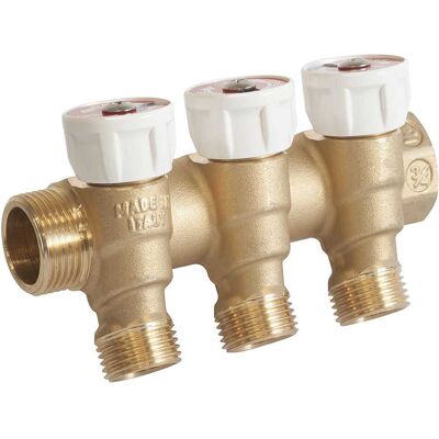 Giacomini COLLETTORE CON RUBINETTO R585C 3 VIE ATTACCO 1/2'' INGR. 3/4'' MF INTERASSE 35 mm Giacomini COLLETTORE CON RUBINETTO R585C 3 VIE ATTACCO 1/2'' INGR. 3/4'' MF INTERASSE 35 mm