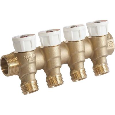 Collettore Giacomini - 4 Uscite - Ottone, Interasse 35mm - Distribuzione acqua Collettore Giacomini - 4 Uscite - Ottone, Interasse 35mm - Distribuzione acqua