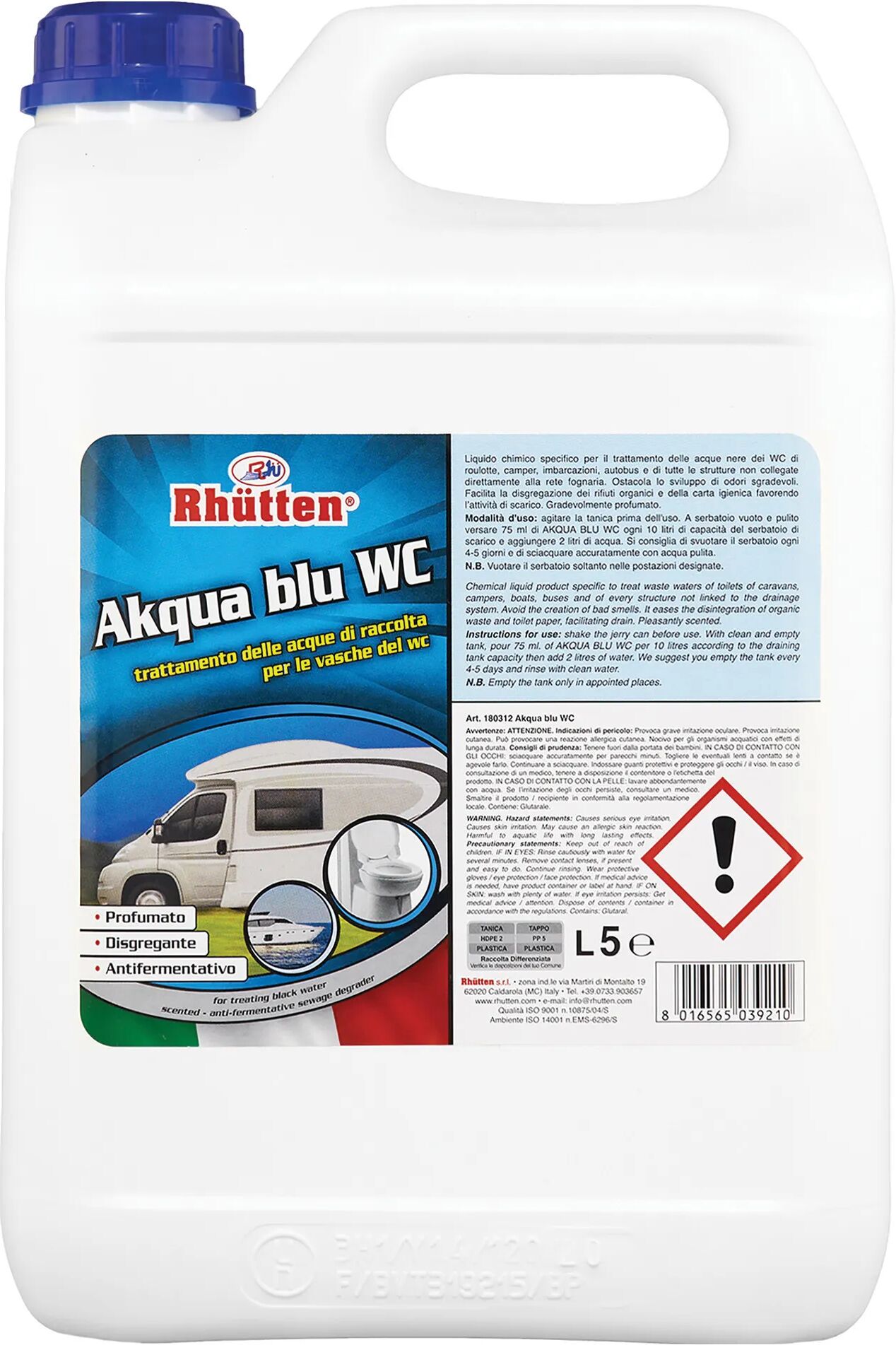 tecnomat liquido trattamento acque nere 5 l akqua blu rhutten nautica e camper