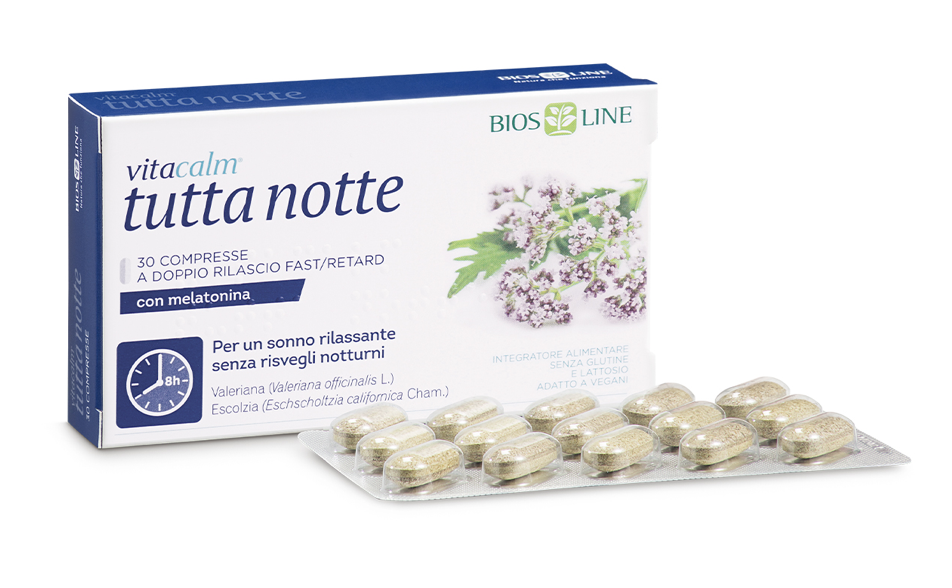 Bios Line VitaCalm Tutta Notte con Melatonina 30 compresse a doppio rilascio fas