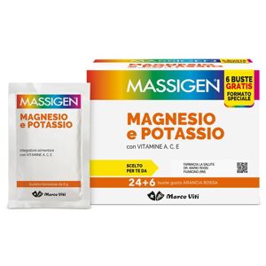 Massigen Magnesio Potassio Integratore per il Benessere Muscolare 24+6 Bustine