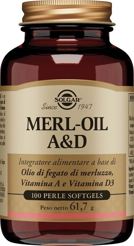 Solgar Merl-Oil A&D 100 Perle - Integratore di Vitamine A e D in Perle