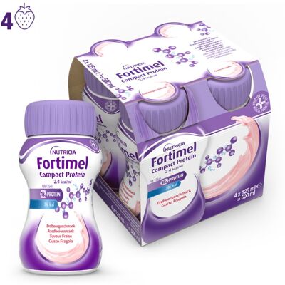 Danone Nutricia Fortimel Compact Protein iperproteico Fragola 4x125 ml Danone Nutricia Fortimel Compact Protein iperproteico Fragola 4x125 ml