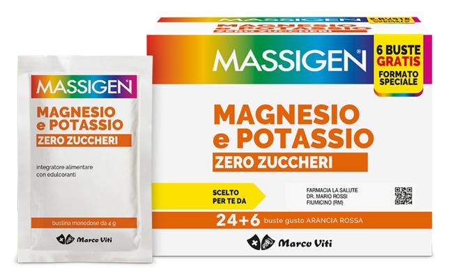 Massigen Magnesio Potassio Zero Zucchero 24 Bustine + 6 Bustine