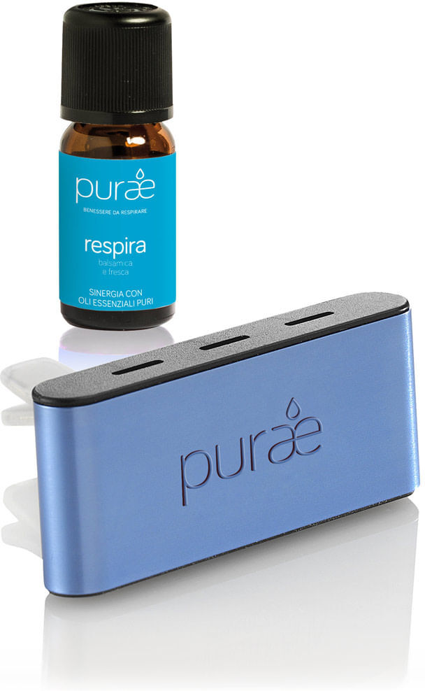 Purae Diffusore Auto Azzurro Con Sinergia Respira Purae Diffusore Auto Azzurro Con Sinergia Respira