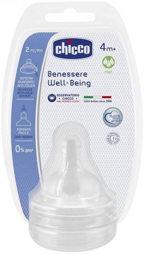 Chicco Tettarella Well Being 0 Mesi+ Normal Silicone 2 Pezzi Chicco Tettarella Well Being 0 Mesi+ Normal Silicone 2 Pezzi