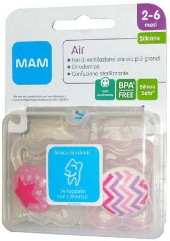 Mam Air Succhietto 2-6 Mesi Silicone Confezione Doppia Mam Air Succhietto 2-6 Mesi Silicone Confezione Doppia