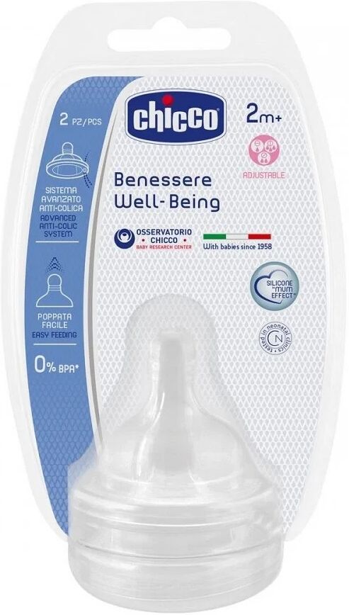 Chicco Tettarella Well Being 2 Mesi+ Adj Silicone 2 Pezzi