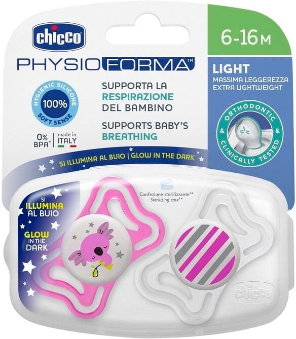 Chicco Succhietto Light Luminoso Silicone 6-16 Mesi 2 Pezzi Chicco Succhietto Light Luminoso Silicone 6-16 Mesi 2 Pezzi