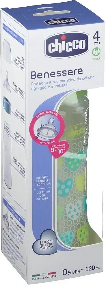 Chicco Biberon Well Being In Polipropilene Unisex Da 330 Mlfast Silicone Ita