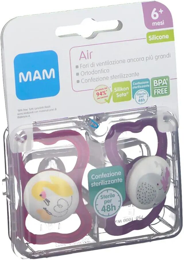 Mam Air Succhietto 6+ Silicone Confezione Doppia Mam Air Succhietto 6+ Silicone Confezione Doppia