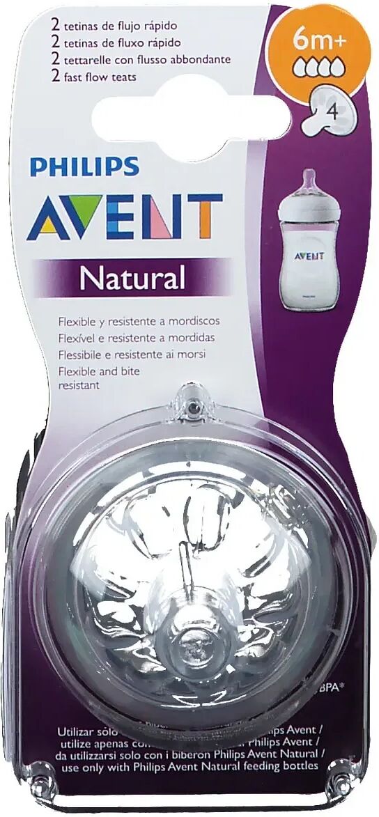 Avent 2 Tettarelle Natural Flusso Abbondante 4 Fori