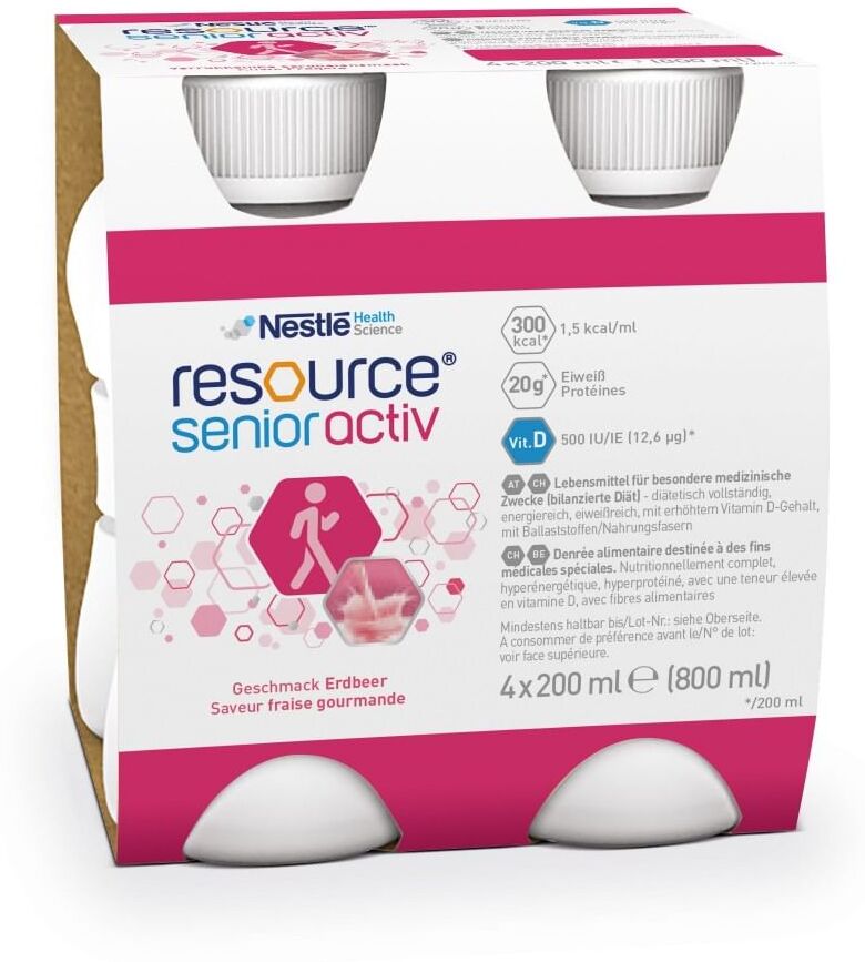 Nestle' It.Spa(Healthcare Nu.) Resource Senior Activ Fragola 4 Bottiglie 200 Ml Nestle' It.Spa(Healthcare Nu.) Resource Senior Activ Fragola 4 Bottiglie 200 Ml