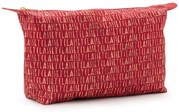 Classe Pochette Beauty Necessaire Grande Raso Stampa Rosso Geo Rosso Geo