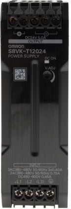 Omron Alimentatore a montaggio su guida DIN  S8VK-T, 120W, 24V cc max, 5A, 1 uscite, 122.2 x 125 x 40mm 380 →, S8VKT12024 Omron Alimentatore a montaggio su guida DIN  S8VK-T, 120W, 24V cc max, 5A, 1 uscite, 122.2 x 125 x 40mm 380 →, S8VKT12024