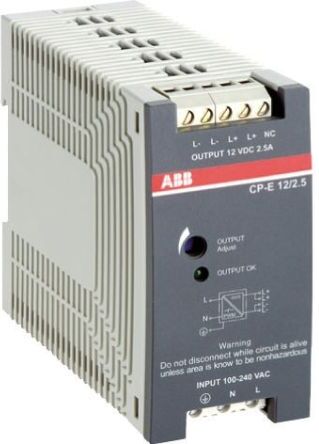 ABB Alimentatore a montaggio su guida DIN  CP-E, 18W, 24V cc max, 750mA, 1 uscite, 115 x 23.9 x 88.5mm 90 → 264V, 1SVR427030R0000 ABB Alimentatore a montaggio su guida DIN  CP-E, 18W, 24V cc max, 750mA, 1 uscite, 115 x 23.9 x 88.5mm 90 → 264V, 1SVR427030R0000
