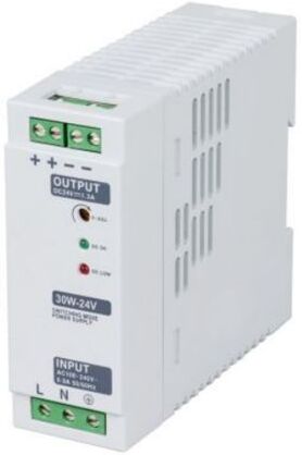 RS PRO Alimentatore a montaggio su guida DIN , 30W, 12.3V cc max, 2.5A, 1 uscite, 36 x 95 x 108mm 230V ca 12V cc RS PRO Alimentatore a montaggio su guida DIN , 30W, 12.3V cc max, 2.5A, 1 uscite, 36 x 95 x 108mm 230V ca 12V cc