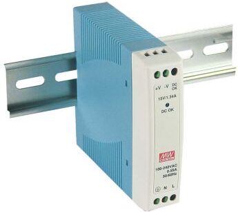 Mean Well Alimentatore a montaggio su guida DIN  MDR, 10W, 15V cc max, 670mA, 1 uscite, 100 x 22.5 x 90mm 85 →, MDR-10-15 Mean Well Alimentatore a montaggio su guida DIN  MDR, 10W, 15V cc max, 670mA, 1 uscite, 100 x 22.5 x 90mm 85 →, MDR-10-15